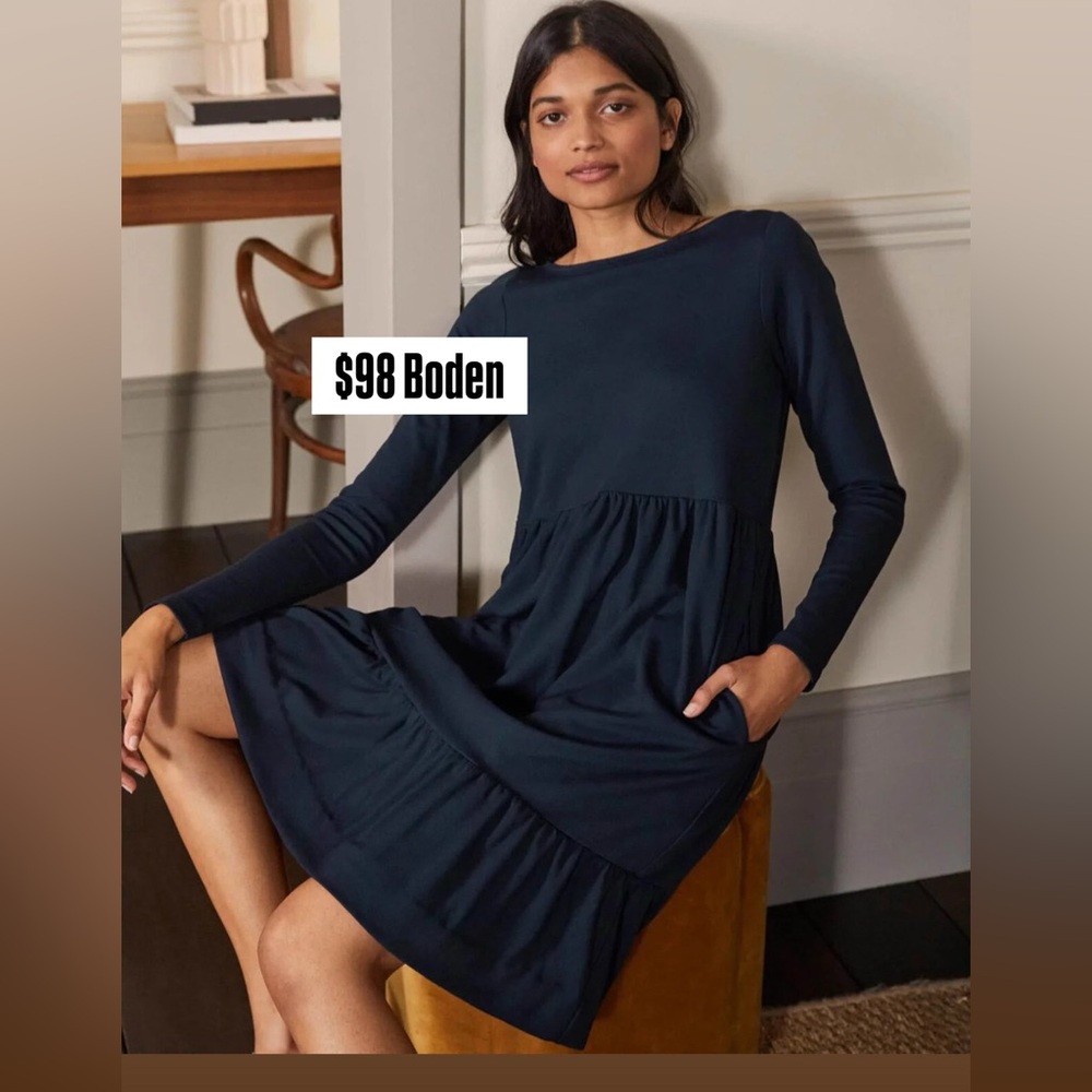 Boden Deep Blue Long Sleeve Dress